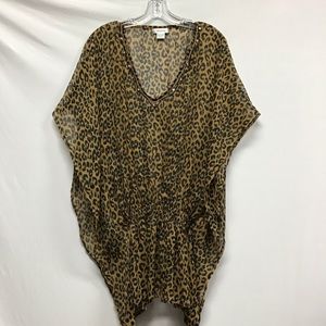 Beaded Animal Print Swim Coverup